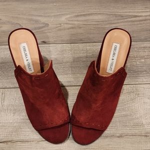"Chelsea & Violet" suede shoes 8.5 size with an open heel color - burgundy